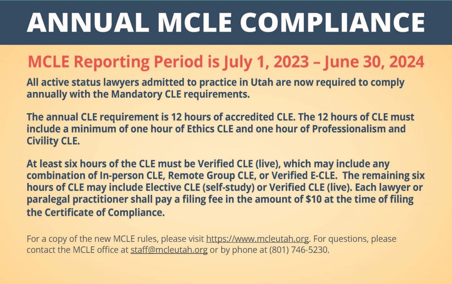 20232024 Annual MCLE Compliance Utah Supreme Court Board of Continuing Legal Education